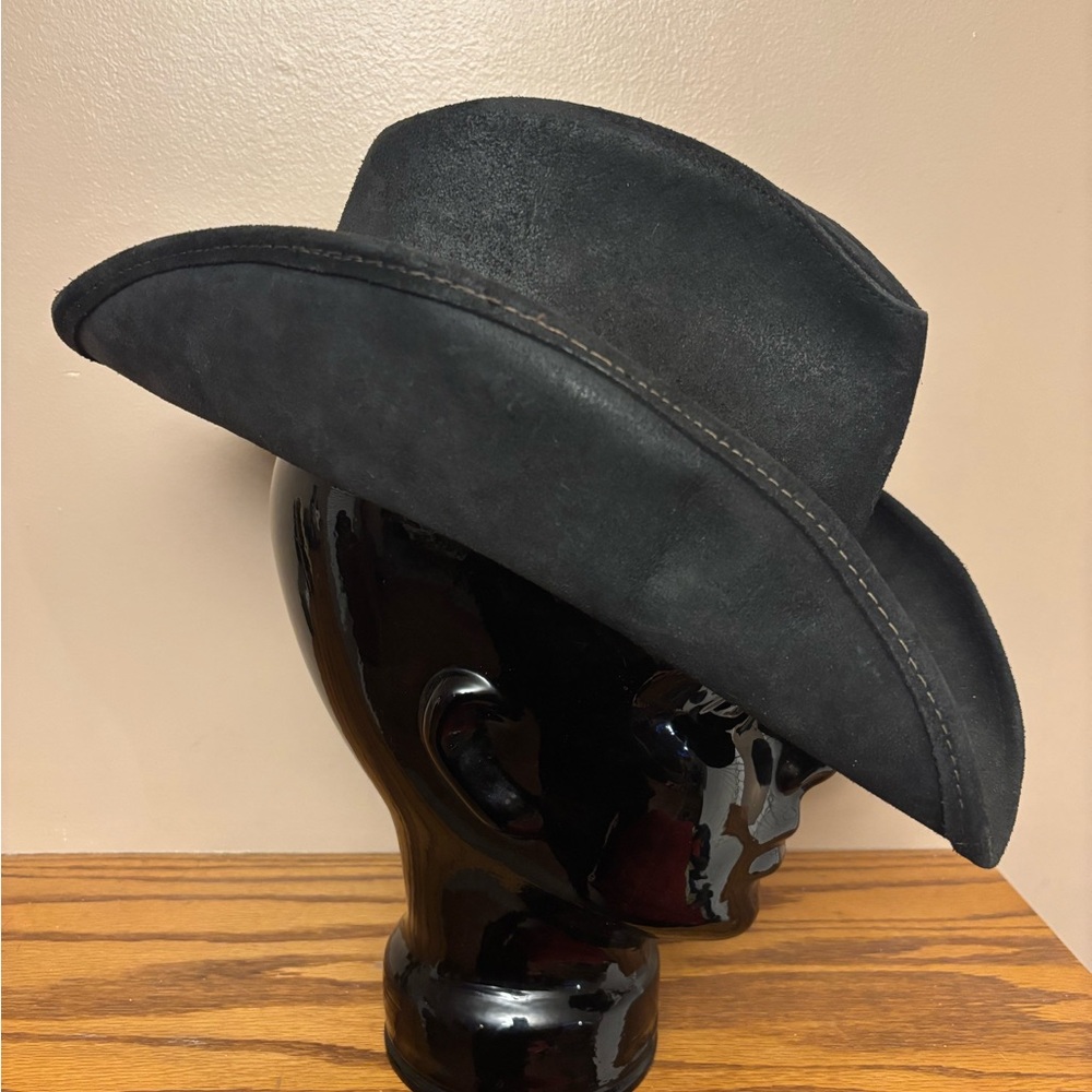 Black Suede Leather Hatquarters Cowboy Hat